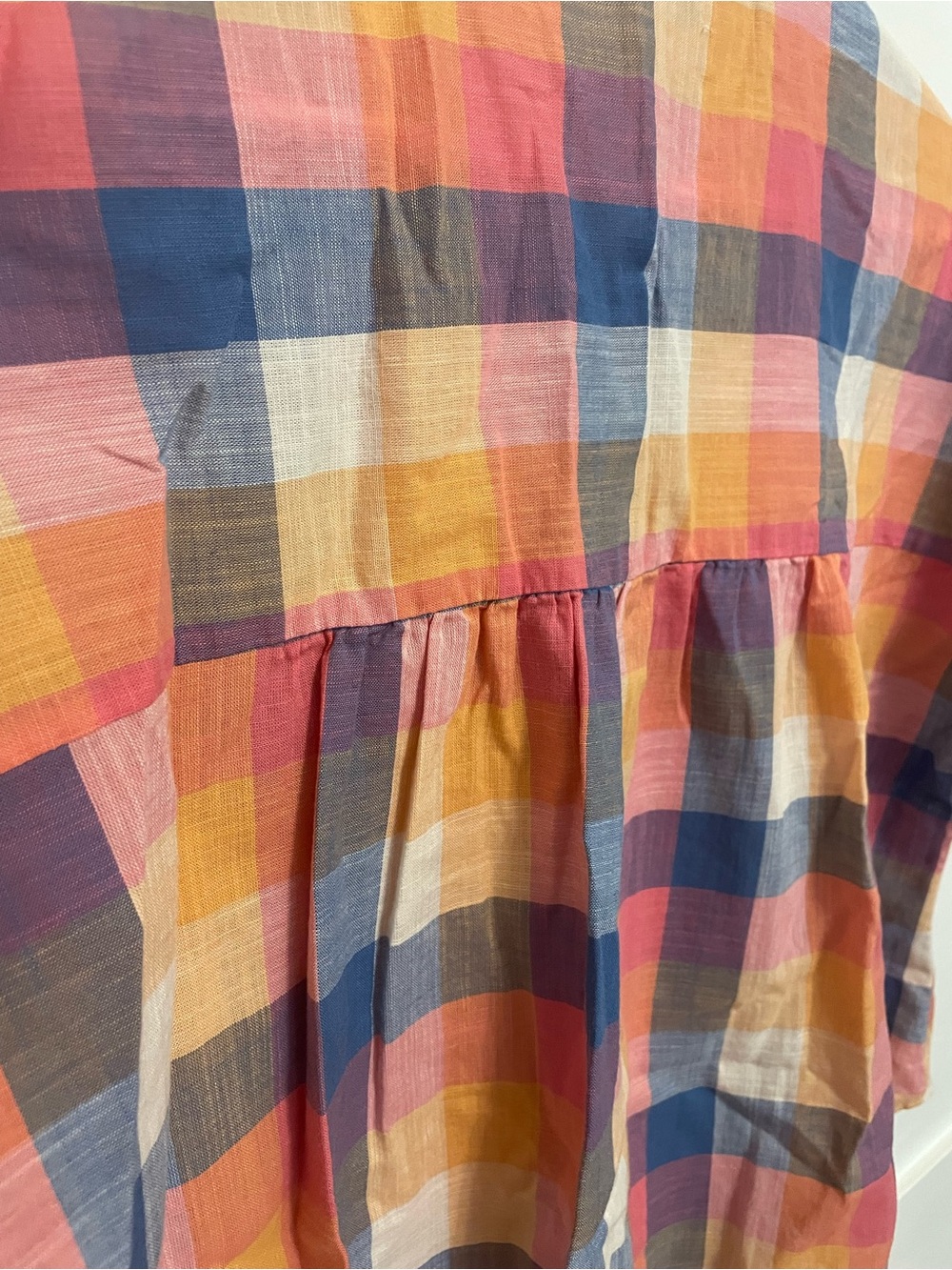 Madewell Plaid Button-Up Shirt in Pink, Orange & Blue - Picture 5 of 5